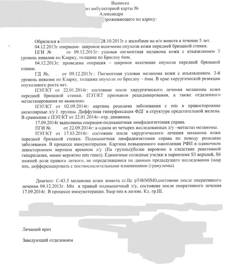 Меланома. Диагноз