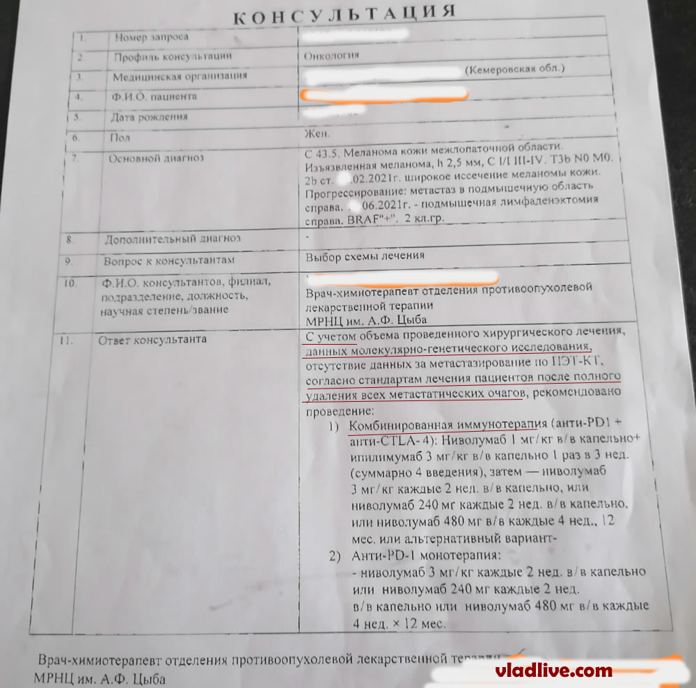 Рекомендации по лечению меланомы
