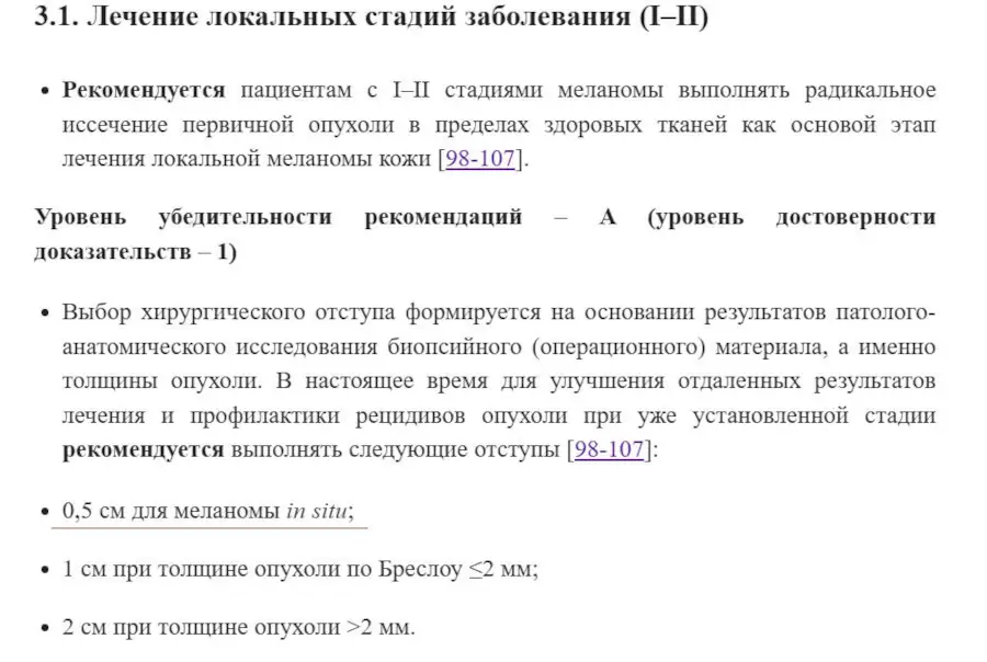 Широкое иссечение после удаления меланомы. Отступы