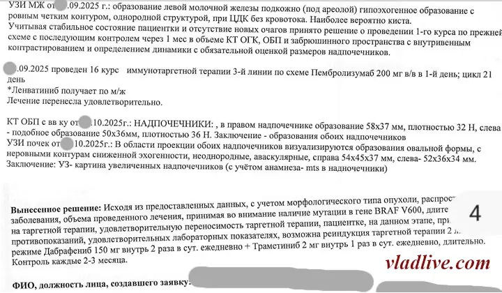 Меланома. Прогрессирование после комбинации Китруда + Ленвима